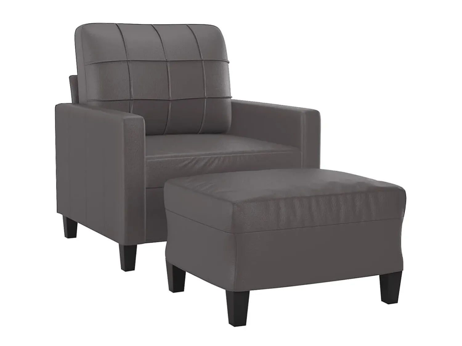 Sale Poltrona com apoio de pés couro artificial 60 cm PT287565 Cinzento