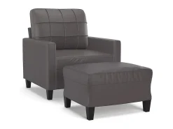 Sale Poltrona com apoio de pés couro artificial 60 cm PT287565 Cinzento