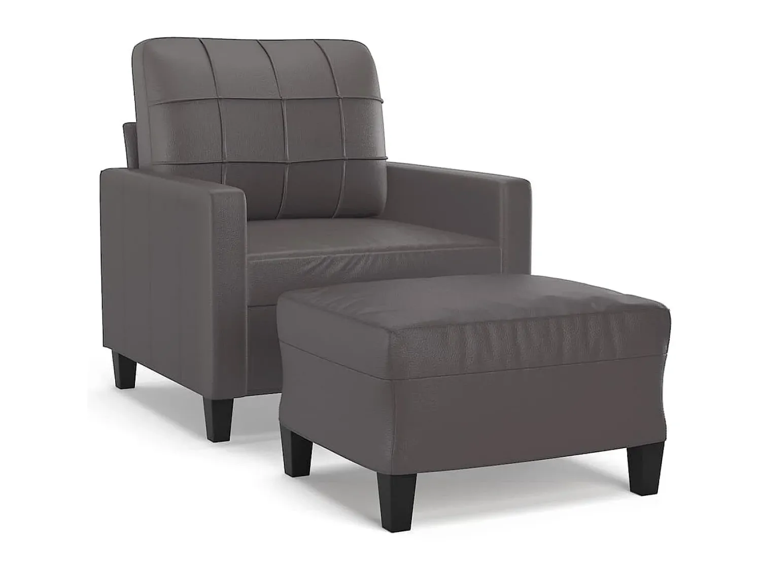 Sale Poltrona com apoio de pés couro artificial 60 cm PT287565 Cinzento