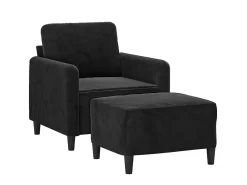 New Poltrona com apoio de pés 60 cm veludo PT603014 Preto