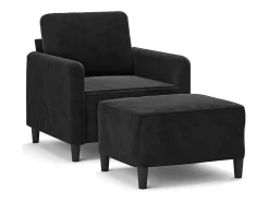 New Poltrona com apoio de pés 60 cm veludo PT603014 Preto