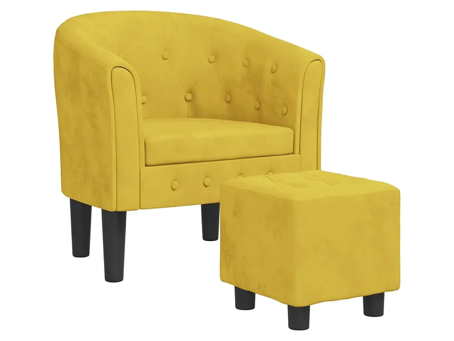 Hot Poltrona com apoio de pés veludo PT434248 Amarelo