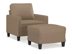 Poltrona| Poltrona com apoio de pés 60 cm couro artificial cappuccino PT727198 Castanho