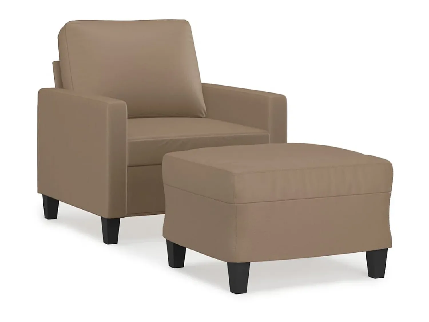 Poltrona| Poltrona com apoio de pés 60 cm couro artificial cappuccino PT727198 Castanho