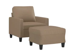 Poltrona| Poltrona com apoio de pés 60 cm couro artificial cappuccino PT727198 Castanho