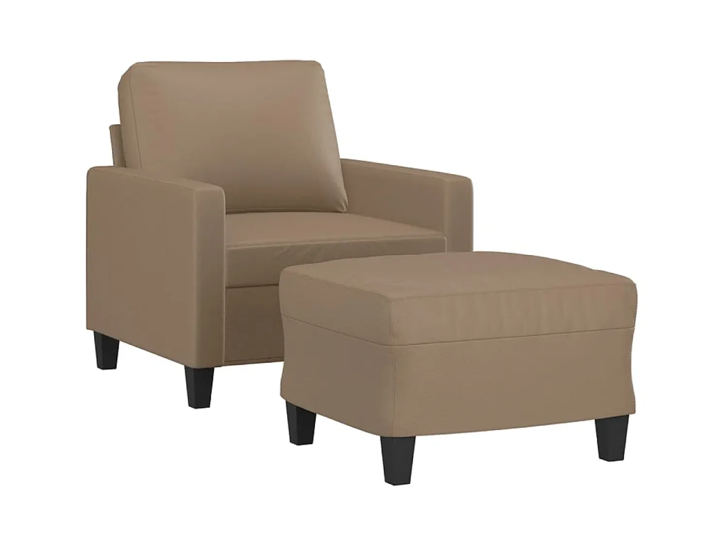 Poltrona| Poltrona com apoio de pés 60 cm couro artificial cappuccino PT727198 Castanho
