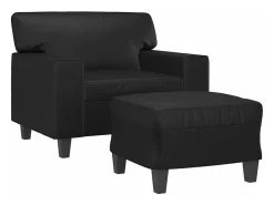 Poltrona* Poltrona com apoio de pés couro artificial 60 cm PT601722 Preto