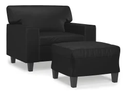 Poltrona* Poltrona com apoio de pés couro artificial 60 cm PT601722 Preto