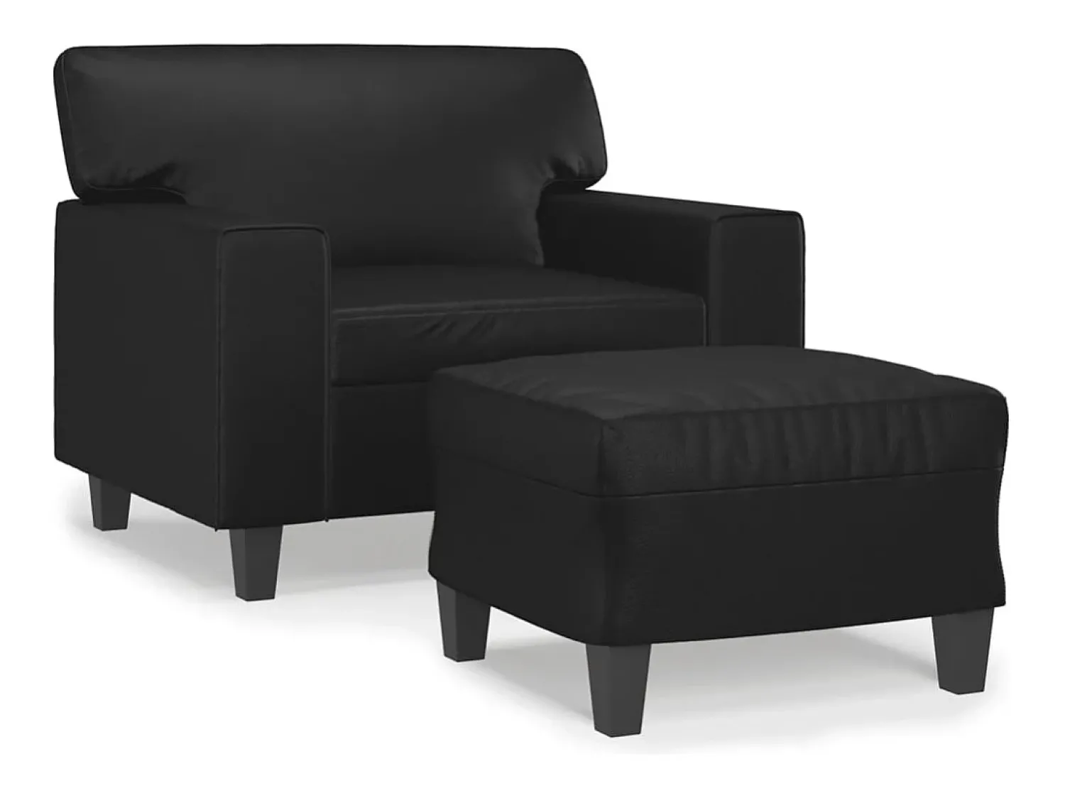 Poltrona* Poltrona com apoio de pés couro artificial 60 cm PT601722 Preto