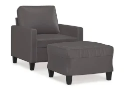 Poltrona com apoio de pés couro artificial 60 cm PT975983^ Poltrona