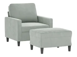 Poltrona| Poltrona com apoio de pés 60 cm veludo cinzento-claro PT797402 Cinzento claro