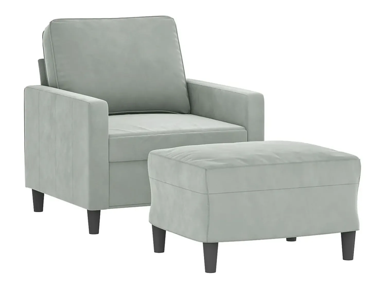 Poltrona| Poltrona com apoio de pés 60 cm veludo cinzento-claro PT797402 Cinzento claro