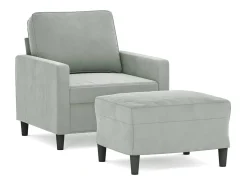 Poltrona| Poltrona com apoio de pés 60 cm veludo cinzento-claro PT797402 Cinzento claro