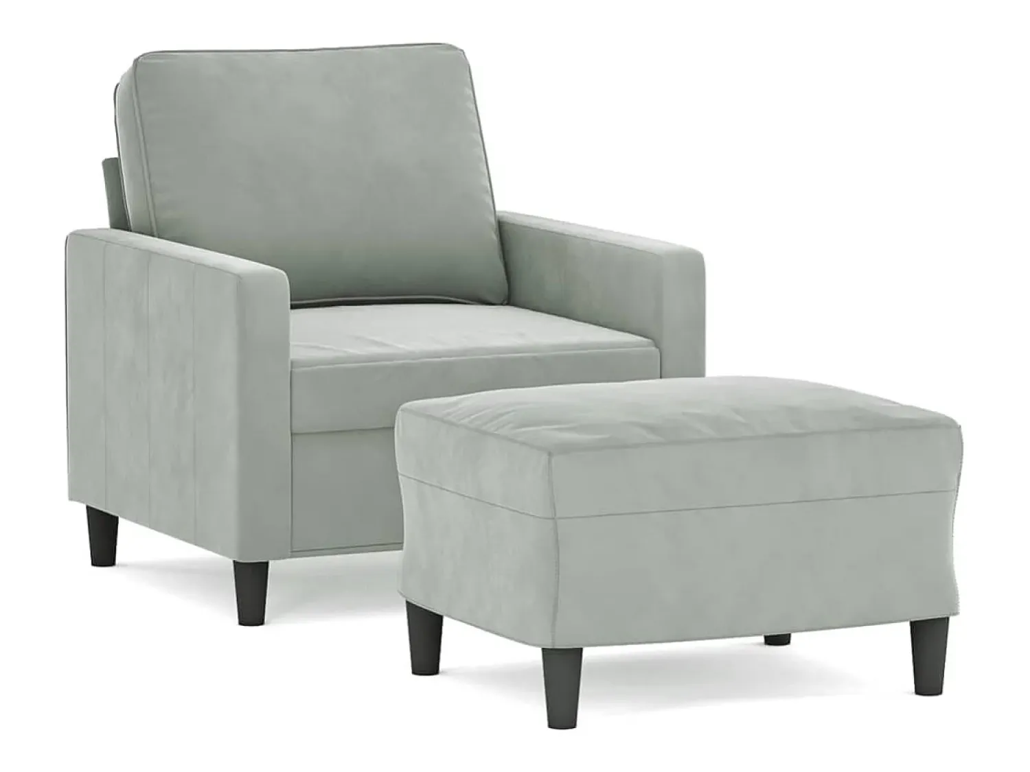 Poltrona| Poltrona com apoio de pés 60 cm veludo cinzento-claro PT797402 Cinzento claro