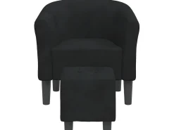 Poltrona| Poltrona com apoio de pés veludo PT562858 Preto