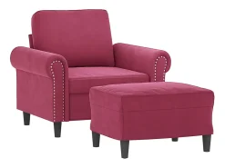 Poltrona* Poltrona com apoio de pés 60 cm veludo tinto PT500834 Vermelho