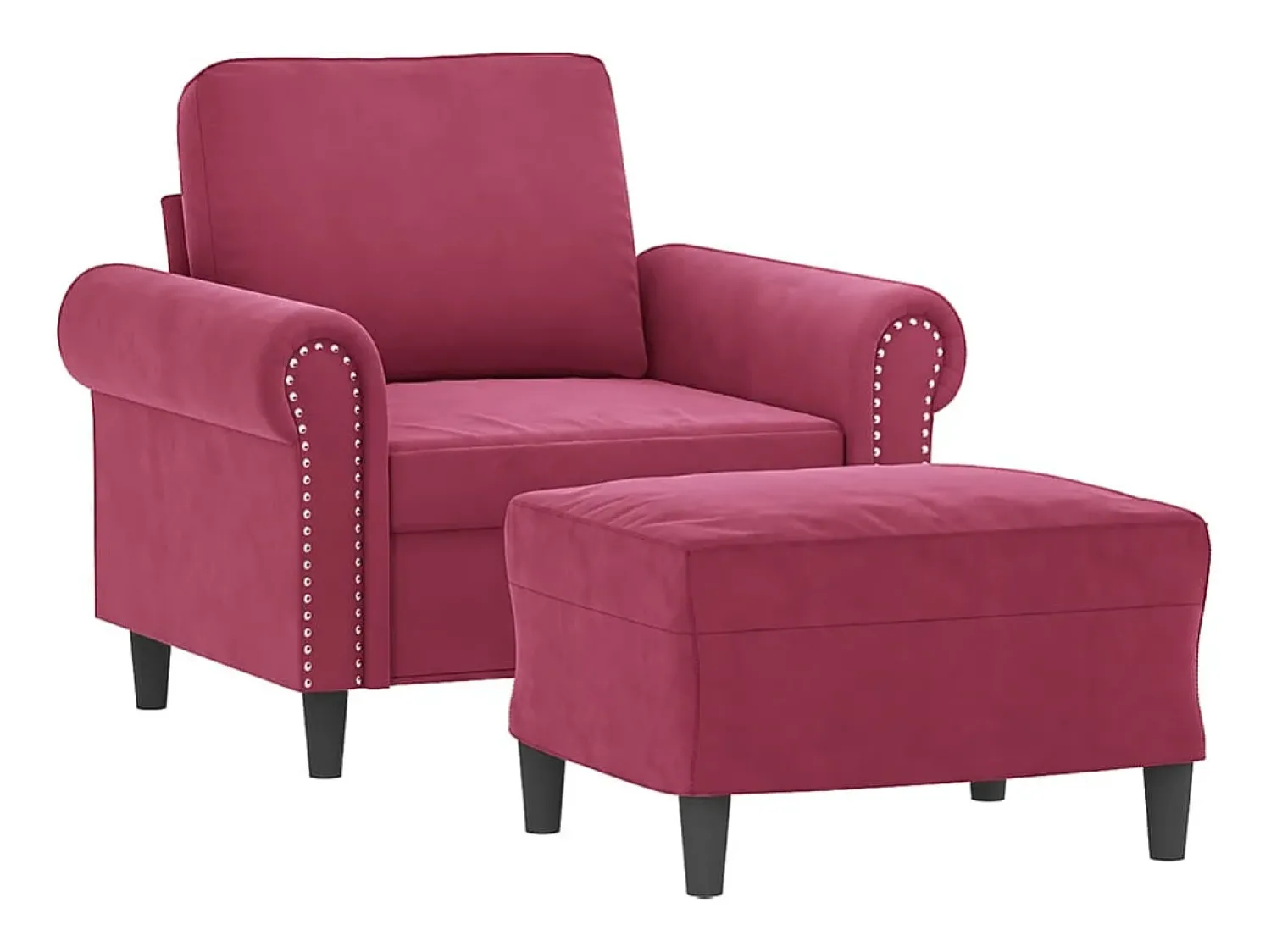 Poltrona* Poltrona com apoio de pés 60 cm veludo tinto PT500834 Vermelho