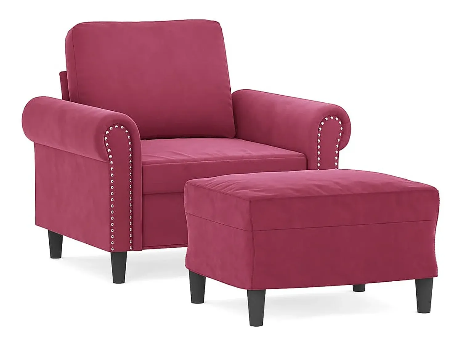 Poltrona* Poltrona com apoio de pés 60 cm veludo tinto PT500834 Vermelho