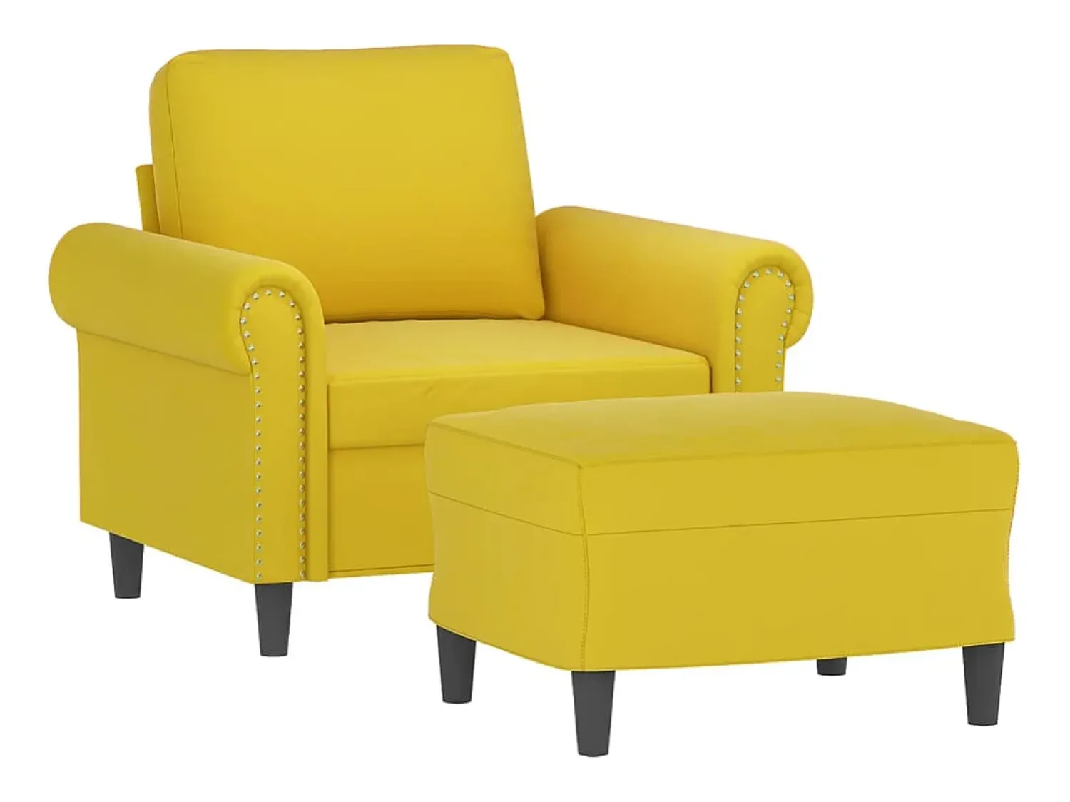 Clearance Poltrona com apoio de pés 60 cm veludo PT736734 Amarelo