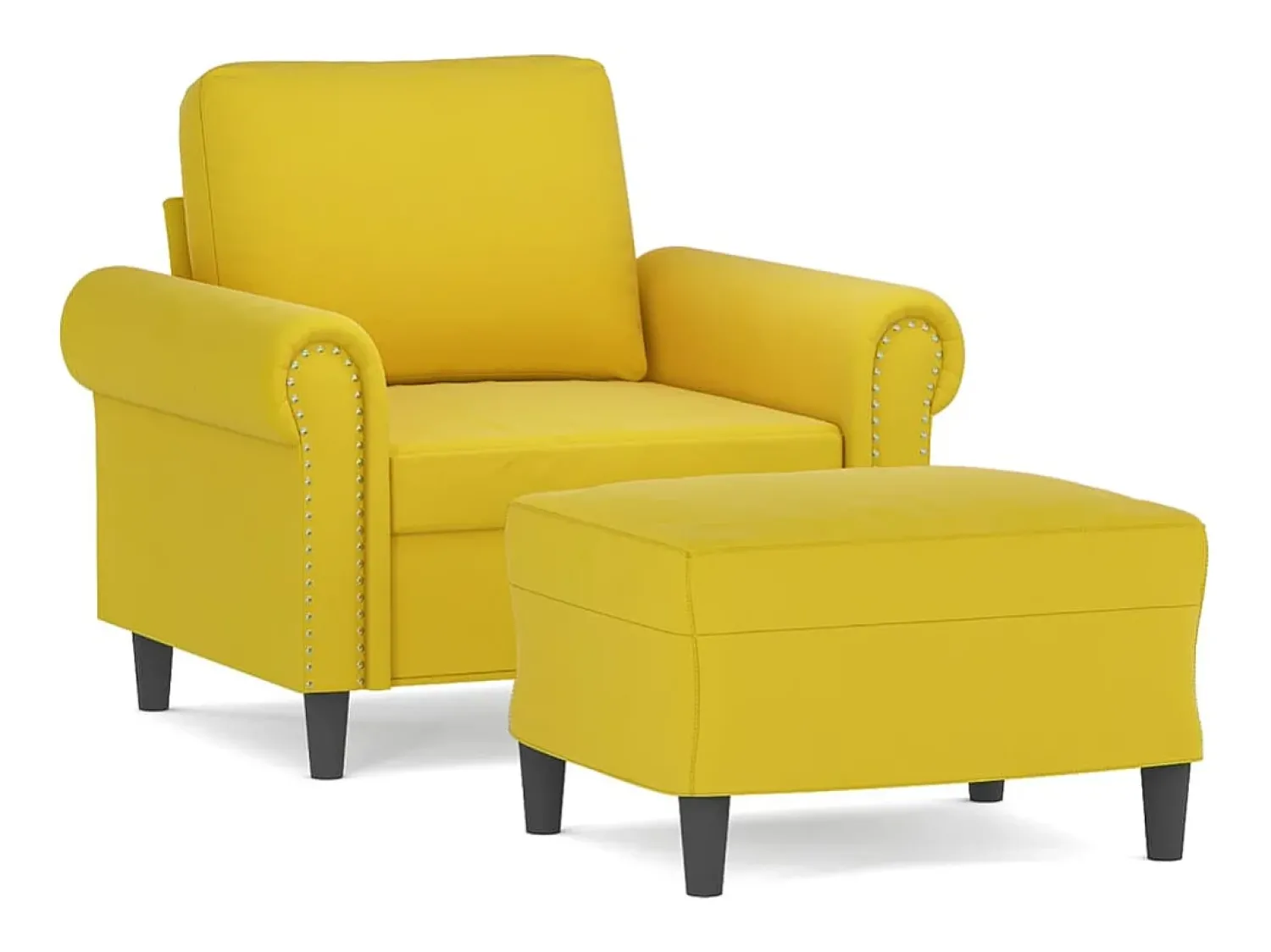 Clearance Poltrona com apoio de pés 60 cm veludo PT736734 Amarelo