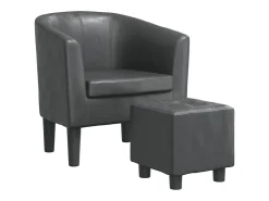 Poltrona*vidaxl Poltrona com apoio de pés couro artificial Cinzento