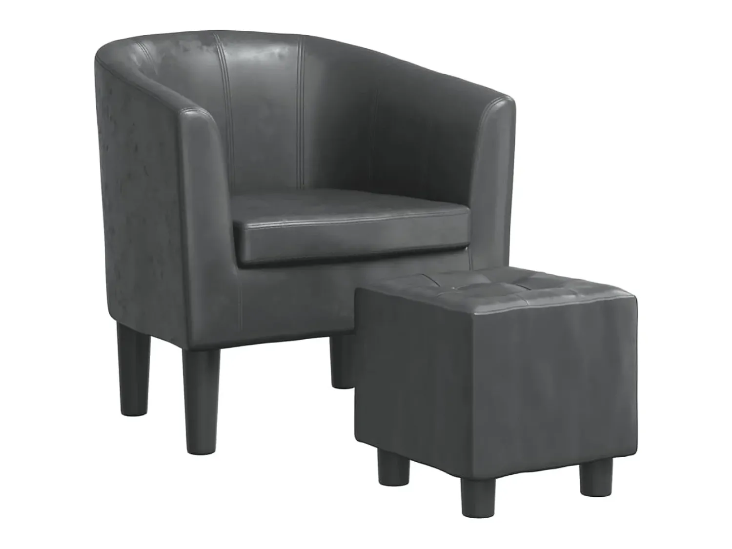 Poltrona*vidaxl Poltrona com apoio de pés couro artificial Cinzento