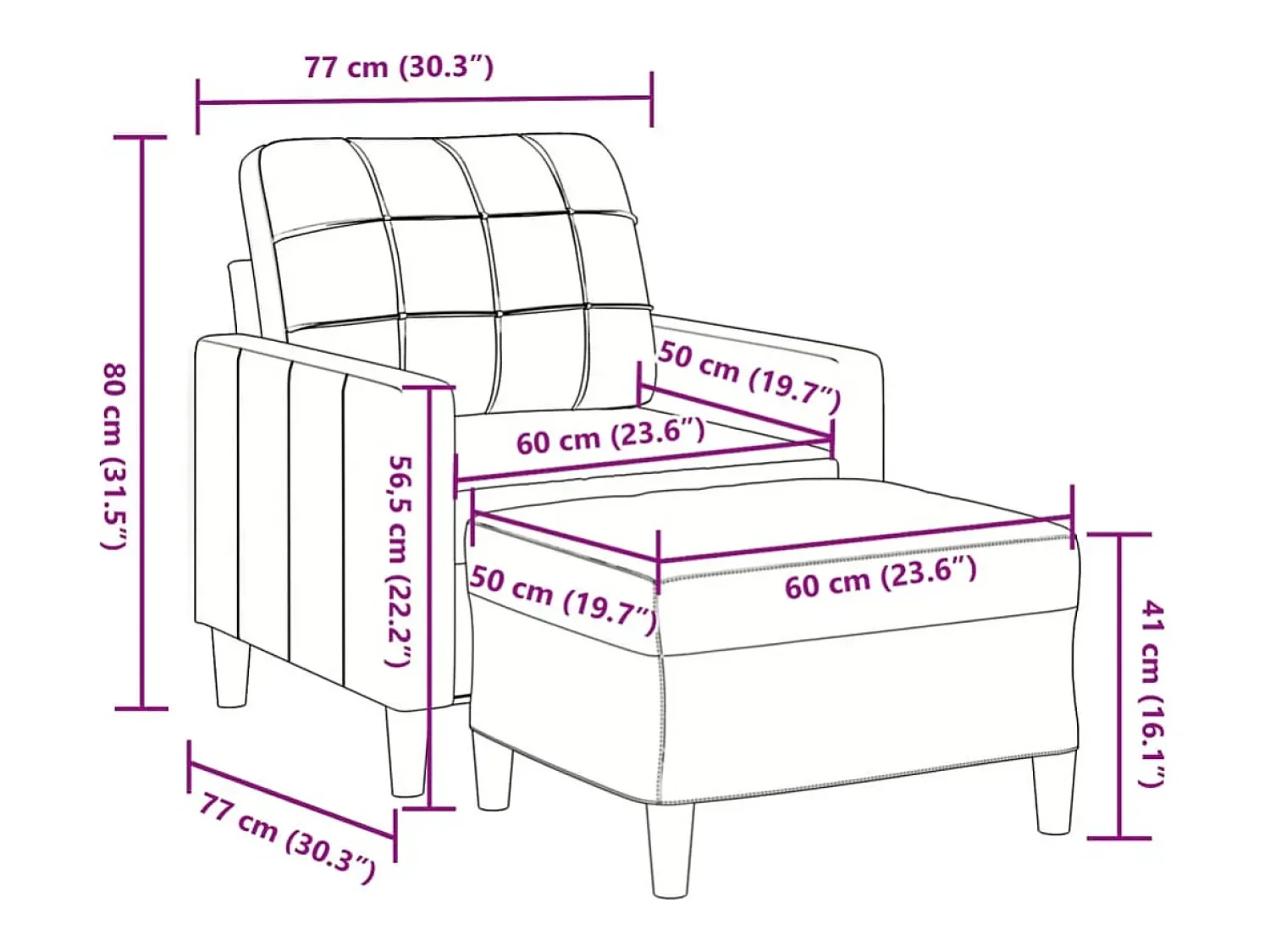 Poltrona*vidaxl Poltrona com apoio de pés 60 cm veludo -claro Cinzento