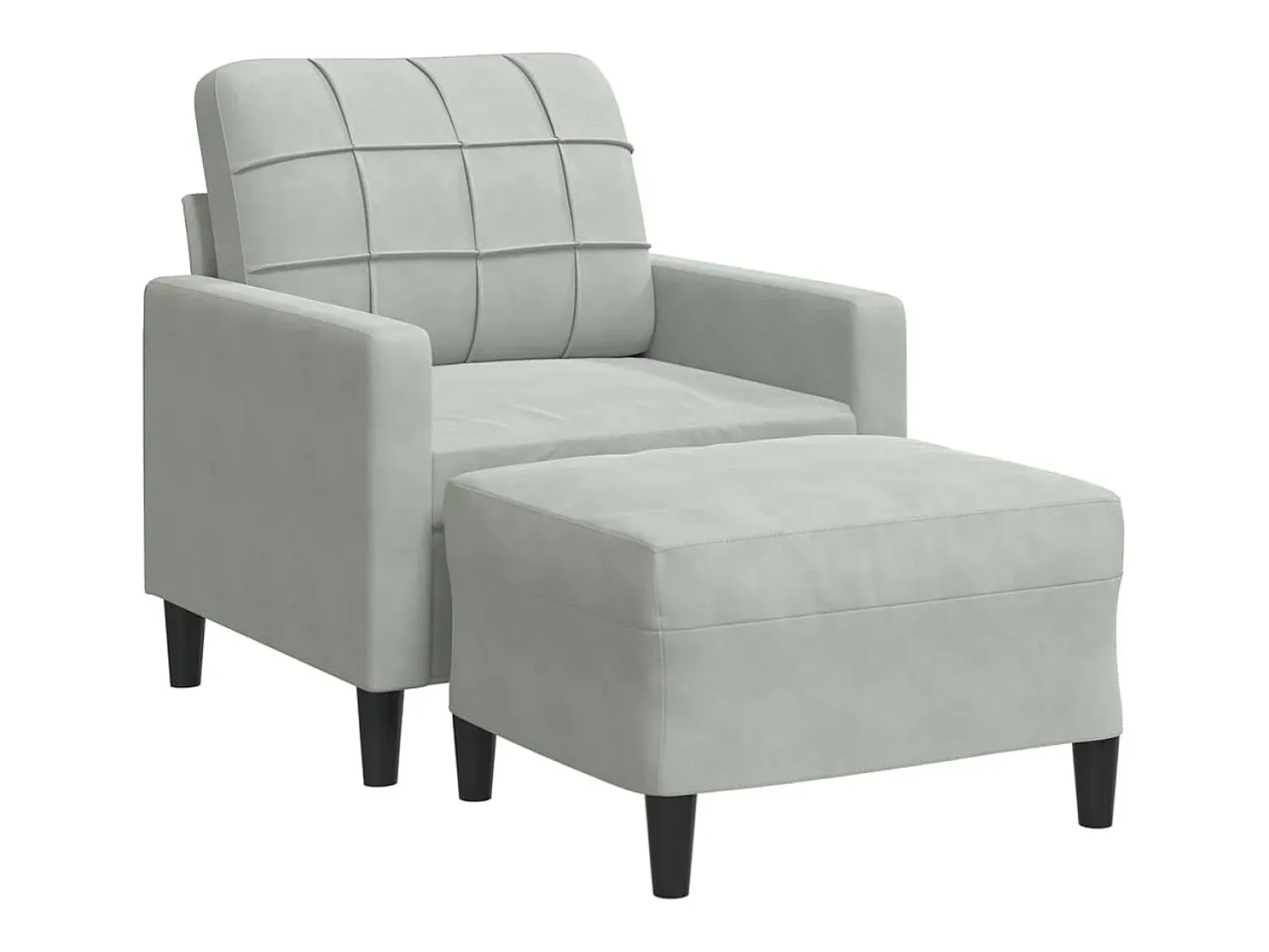 Poltrona*vidaxl Poltrona com apoio de pés 60 cm veludo -claro Cinzento