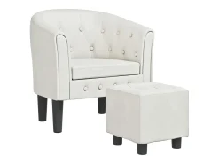 Poltrona*vidaxl Poltrona com apoio de pés couro artificial Branco