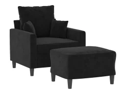 Poltrona com apoio de pés 60 cm veludo PT747279 Preto