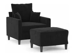 Poltrona com apoio de pés 60 cm veludo PT747279 Preto