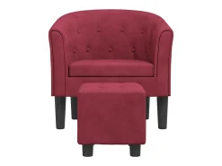 Best Poltrona com apoio de pés veludo -tinto PT649419 Vermelho