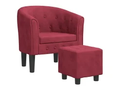 Best Poltrona com apoio de pés veludo -tinto PT649419 Vermelho