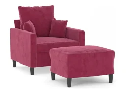 Poltrona| Poltrona com apoio de pés 60 cm veludo tinto PT906281 Vermelho