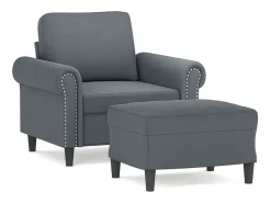 Discount Poltrona com apoio de pés 60 cm veludo -escuro PT804109 Cinzento