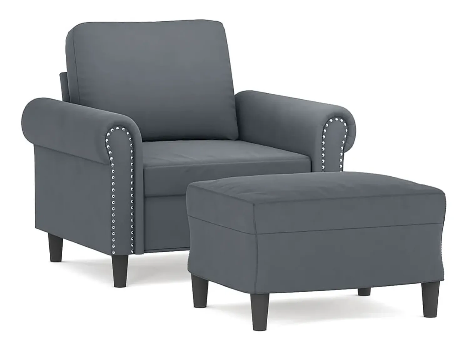 Discount Poltrona com apoio de pés 60 cm veludo -escuro PT804109 Cinzento