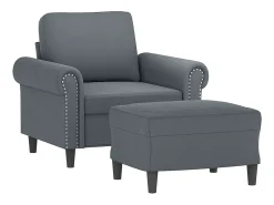 Discount Poltrona com apoio de pés 60 cm veludo -escuro PT804109 Cinzento