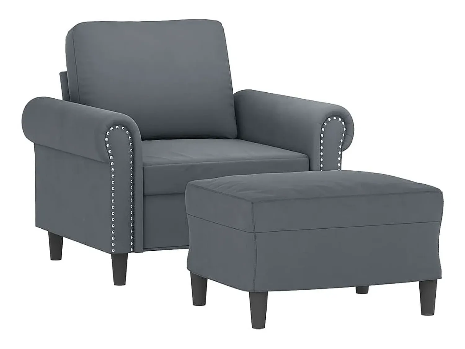 Discount Poltrona com apoio de pés 60 cm veludo -escuro PT804109 Cinzento