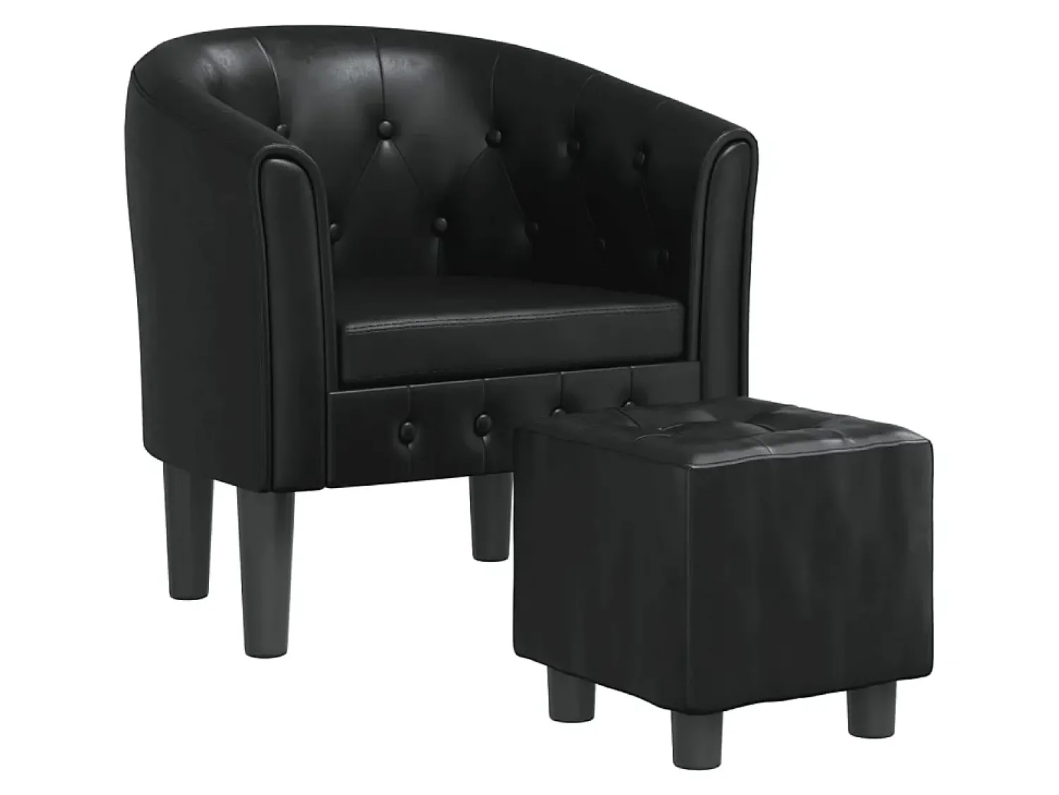 Poltrona* Poltrona com apoio de pés couro artificial PT726075 Preto