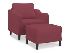 Best vidaxl Poltrona com apoio de pés 60 cm tecido tinto Vermelho