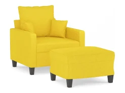 Best vidaxl Poltrona com apoio de pés 60 cm tecido -claro Amarelo