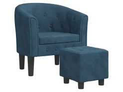 Outlet Poltrona com apoio de pés veludo -escuro PT362157 Azul
