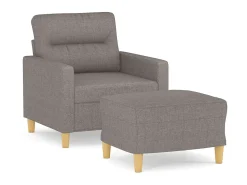 Sale Poltrona com apoio de pés 60 cm tecido cinza-acastanhado PT954869 Taupe
