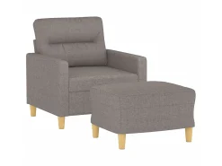 Sale Poltrona com apoio de pés 60 cm tecido cinza-acastanhado PT954869 Taupe