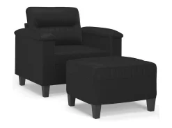 Poltrona com apoio de pés couro artificial 60 cm PT924239 Preto