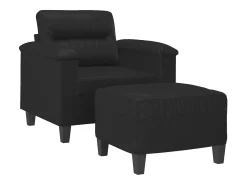 Poltrona com apoio de pés couro artificial 60 cm PT924239 Preto