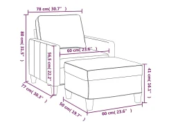 Outlet vidaxl Poltrona com apoio de pés 60 cm tecido cor Creme