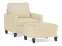 Outlet vidaxl Poltrona com apoio de pés 60 cm tecido cor Creme