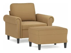 Poltrona* Poltrona com apoio de pés 60 cm veludo PT470048 Castanho