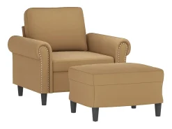 Poltrona* Poltrona com apoio de pés 60 cm veludo PT470048 Castanho